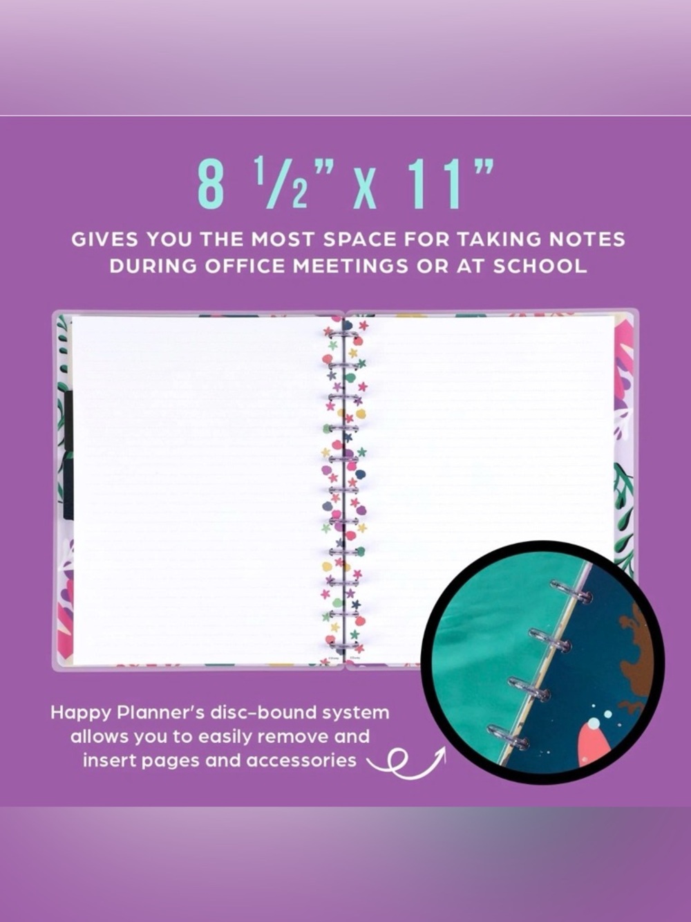 Happy Planner Disney The Little Mermaid Big Dotted Lined Notebook 60 Sheets NWT - Picture 3 of 6